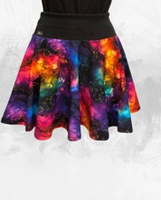 Dámská krátká kolová úpletová sukně 40cm,barevné mramorování